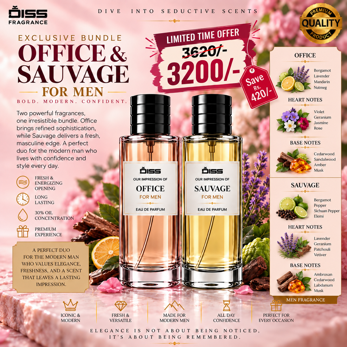 💼 Most Loved Men’s Bundle✨
(Sauvage 🌿 + Office For Men 🌟)