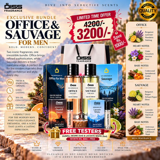💼 Most Loved Men’s Bundle✨
(Sauvage 🌿 + Office For Men 🌟)