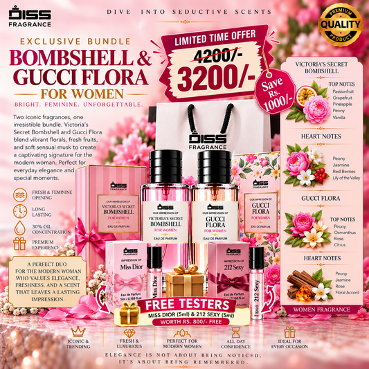 Most Loved Ladies Bundle 💖✨
(Gucci Flora 🌸 + VS Bombshell 💕)